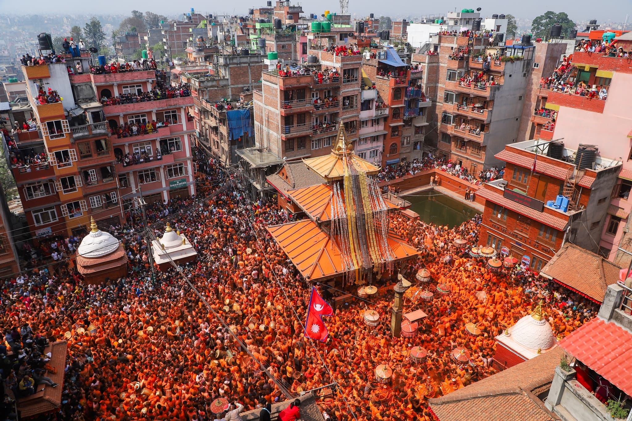 Landscape Massive Crowd Sindurjatra Top View 2