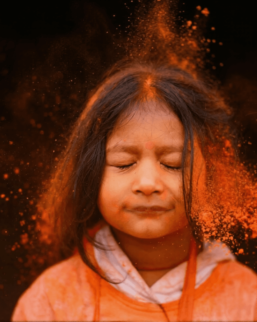 Festival portrait with sindur colors during Biska Jatra.