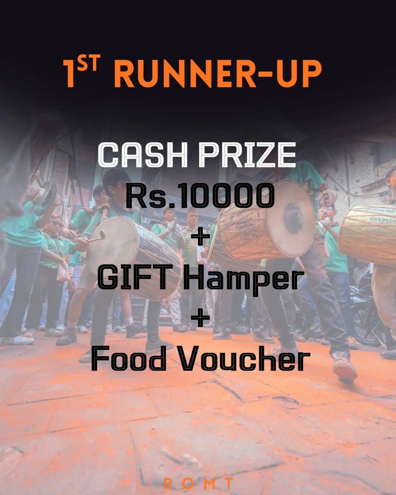 First runner-up poster with Rs. 10000 cash prize, gift hamper, and food voucher.