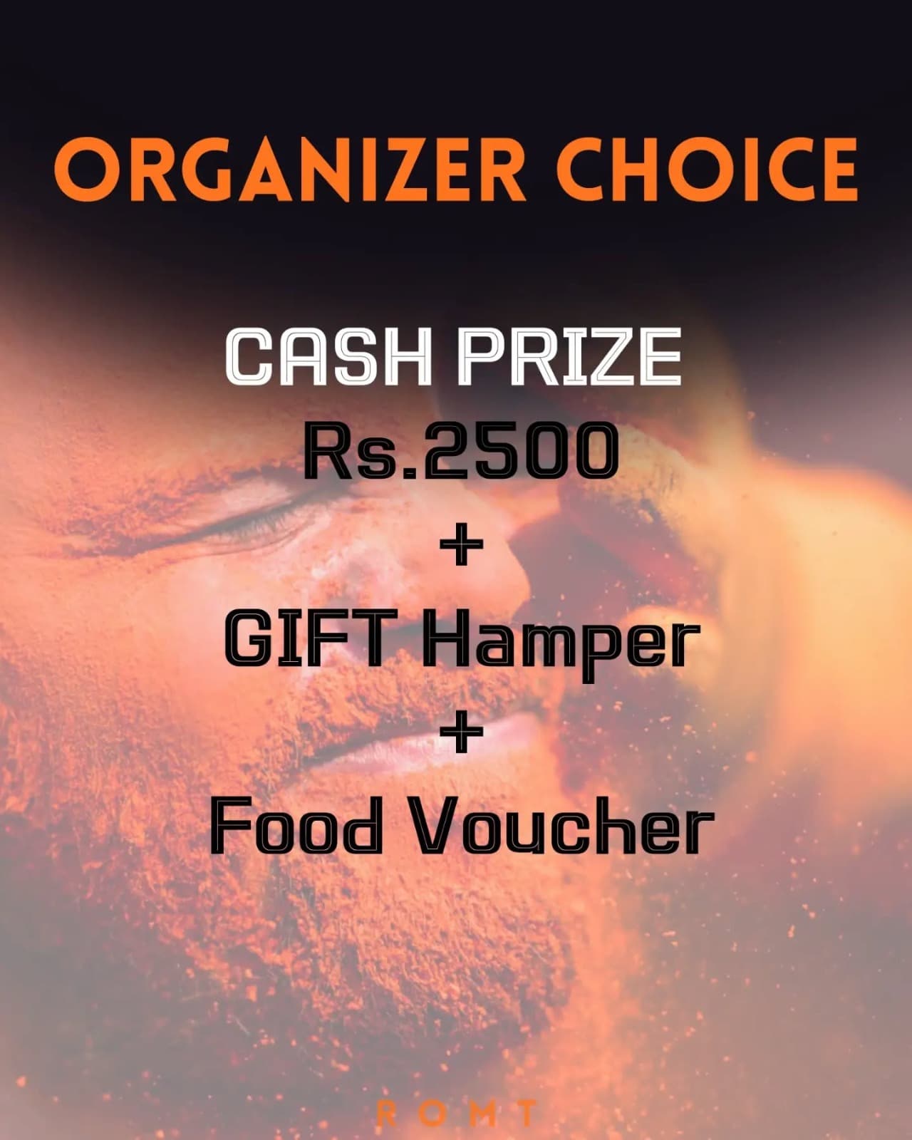 Organizer Choice poster with Rs. 2500 cash prize, gift hamper, and food voucher.